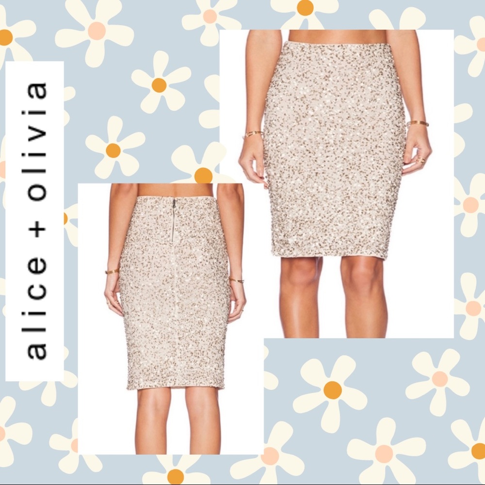 Alice + Olivia Beaded Pencil Skirt
